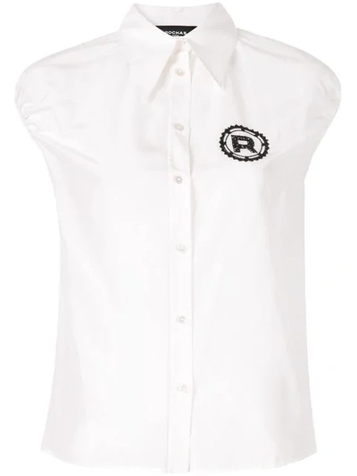 Rochas Top Mit Perlen-logo - Weiss In White