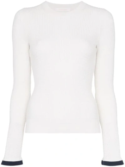 See By Chloé See By Chloe White Open Knit Crewneck Sweater