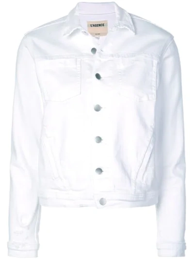 L Agence Celine Distressed White Jacket