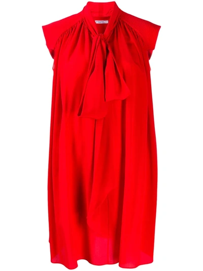 Givenchy Pleated Day Dress In Red