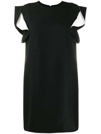 Givenchy Ruffled Short-sleeve Crepe Dress In Black