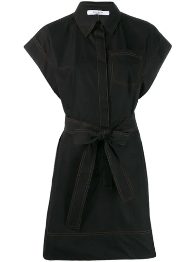 Givenchy Short-sleeve Stitched Cotton Shirtdress In Black