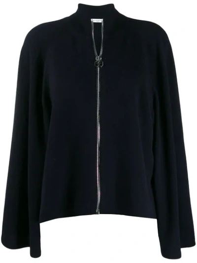 Givenchy Cashmere-wool Cape Zip-front Sweater In Blue
