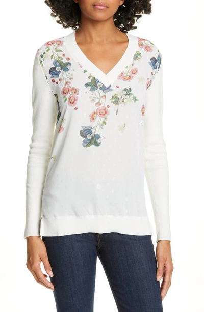 Ted Baker Casanda Floral Sweater In White
