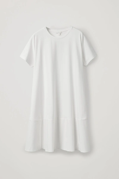 Cos Contrast-panelled Jersey Dress In White
