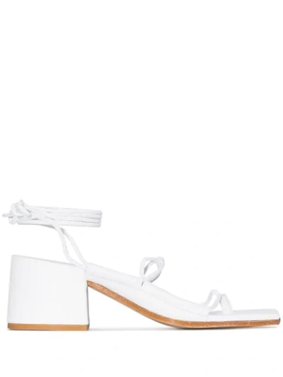 Marques' Almeida Wraparound Ankle-strap Block-heel Leather Sandals In White