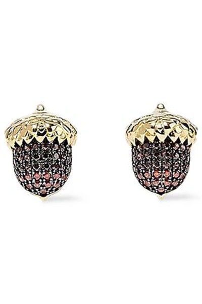 Noir Jewelry Woman Acorn 14-karat Gold-plated Crystal Earrings Gold