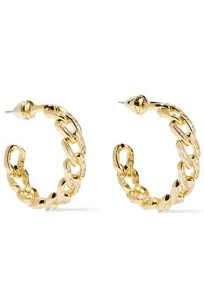 Noir Jewelry Woman Chain Gang Small Gold-plated Crystal Hoop Earrings Gold