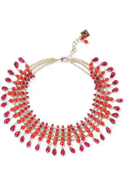 Rosantica Curry Gold-tone Beaded Necklace In Claret