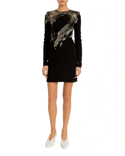 Givenchy Wave-embroidered Sequined Mini Dress In Silver