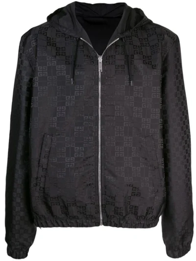 Givenchy Men's Reversible 4g Jacquard Zip-front Hooded Jacket In Black