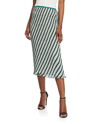 Diane Von Furstenberg Gwyneth Pleated Stripe Midi Skirt