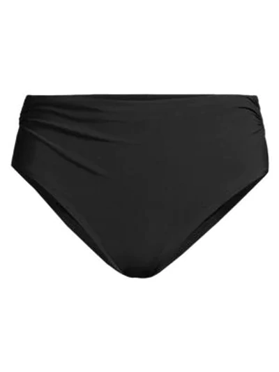 Gottex Swim Ruched High-waist Bikini Bottom In Black