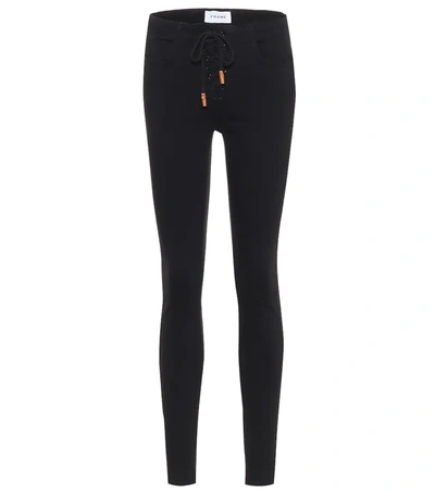 Frame Le Skinny De Jeanne Black Low Rise Jeans In Film Noir