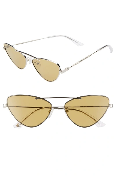Mcq By Alexander Mcqueen 59mm Cat Eye Sunglasses - Silver/ Yellow