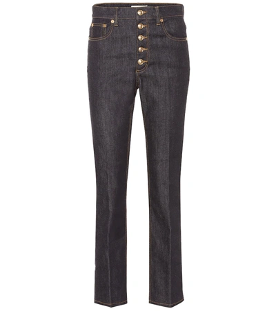 Tory Burch High-waisted Cropped Jeans In Blue