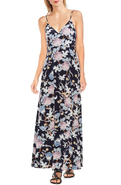 Vince Camuto Poetic Blooms Sleeveless Printed Maxi Dress In Classic Navy