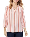 Nydj Printed Pintuck-back Blouse In Enchantment Stripe Canyon Clay