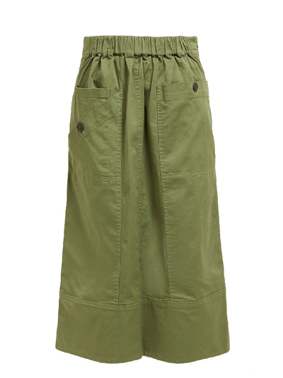 Sea Patch-pocket Cotton-blend Midi Skirt In Sage