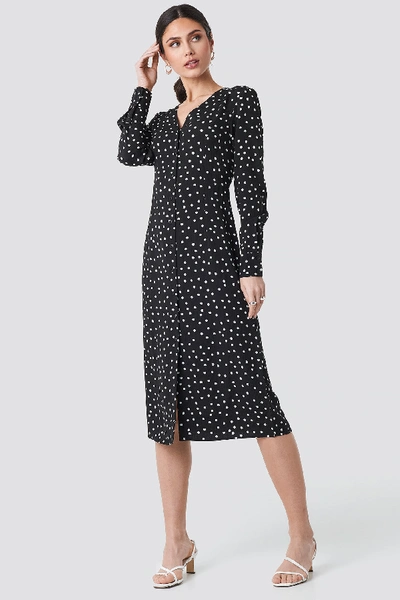 Na-kd Dotted Straight Dress Black In Black/white Dots