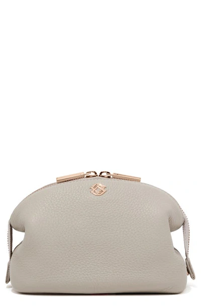 Dagne Dover Large Lola Leather Cosmetics Pouch In Bone