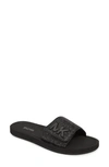 Michael Michael Kors Mk Logo Slide Sandal In Black Glitter