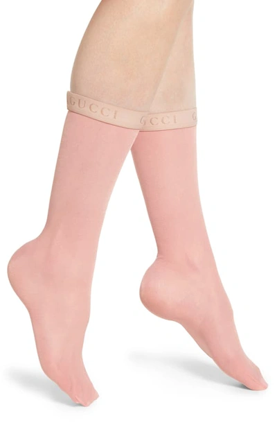 Gucci Logo Cuff Nylon Socks In Rose Mole