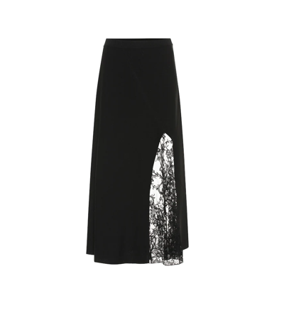 Givenchy Lace-paneled Crepe Midi Skirt In Black