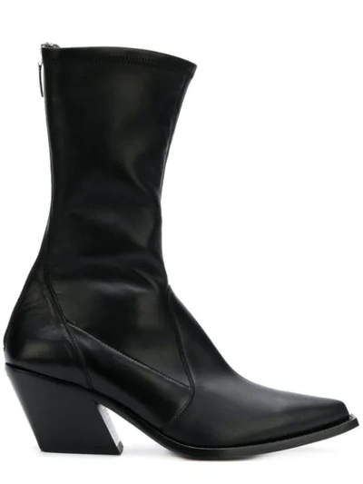 Givenchy Slant-heel Leather Boots In Black