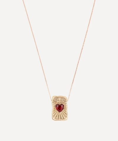 Pascale Monvoisin 9ct Rose Gold L'amour Garnet Heart Pendant Necklace