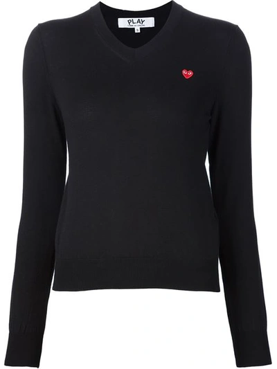 Comme Des Garçons Play Pullover Mit Herzstickerei In Black