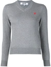 Comme Des Garçons Play Mini Heart V-neck Jumper In Grey