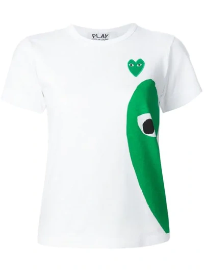 Comme Des Garçons Play Lateral Heart Print T-shirt In White