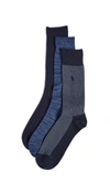 Polo Ralph Lauren Supersoft Birdseye, Solid Rib & Melange Trouser Socks - Pack Of 3 In Navy