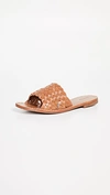 Soludos Woven Leather Slides In Tan