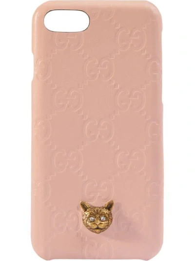 Gucci Gg Supreme Cat Iphone 8 Case In Rosa