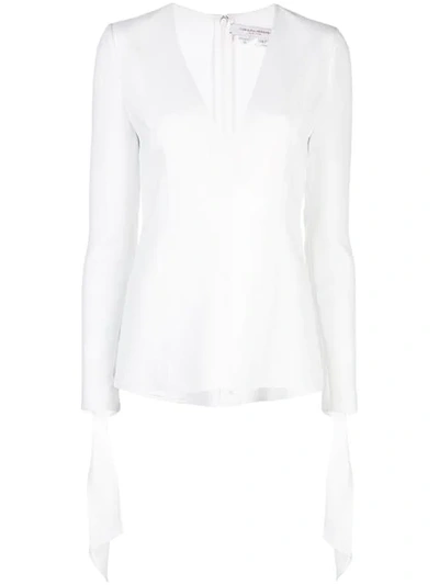 Carolina Herrera Tie-cuff Blouse In White