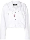Dsquared2 D Squared Cropped Denim Jacket In White
