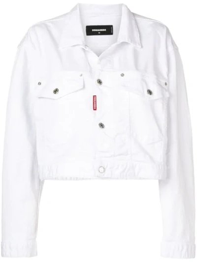 Dsquared2 D Squared Cropped Denim Jacket In White