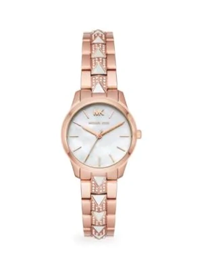 Michael Kors Runway Mercer Rose Goldtone Crystal-studded Bracelet Watch