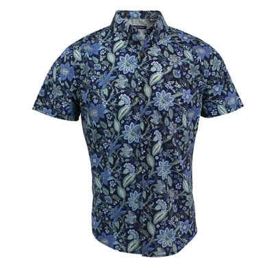 Lords Of Harlech Tim Shirt In Floral Canvas Navy