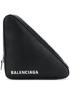 Balenciaga Medium Triangle Leather Clutch In Black