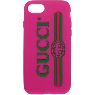 Gucci Pink Vintage Logo Iphone 7 Case In Pink Multi
