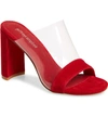 Jeffrey Campbell Keira Slide Sandal In Red Suede Clear