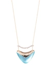 Alexis Bittar Essentials Crystal Encrusted Bar & Shield Pendant Necklace In Light Turquoise