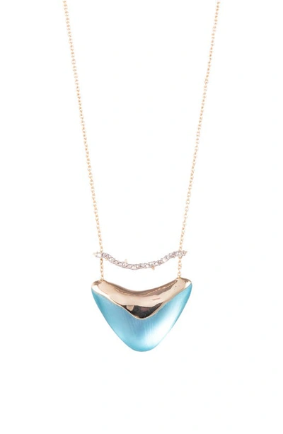 Alexis Bittar Essentials Crystal Encrusted Bar & Shield Pendant Necklace In Light Turquoise