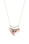 Alexis Bittar Essentials Crystal Encrusted Bar & Shield Pendant Necklace In Rose Gold