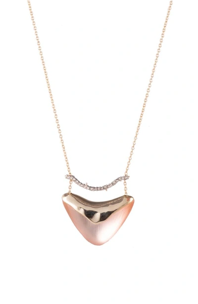 Alexis Bittar Essentials Crystal Encrusted Bar & Shield Pendant Necklace In Rose Gold