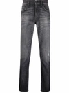 7 For All Mankind Mid-rise Straight-leg Jeans In Grey