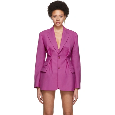 Jacquemus Fitted Wool Gabardine Jacket In Pink ModeSens